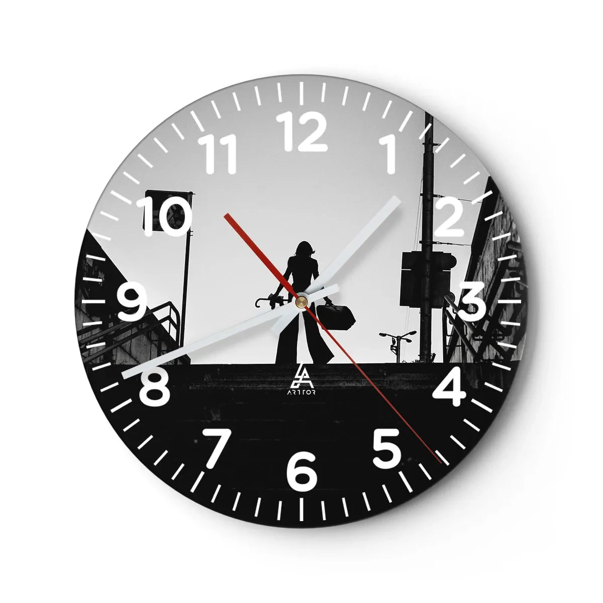 Wanduhr - Glasuhr - Städtisches Wandern - 30x30 cm