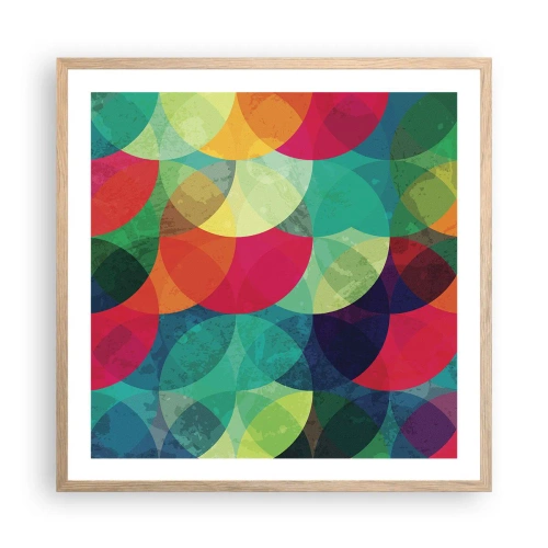 Poster in einem Rahmen aus heller Eiche - Aufstieg zum Regenbogen - 60x60 cm