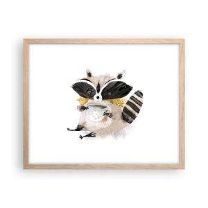 Poster in einem Rahmen aus heller Eiche - Mein Freund der Waschbär - 50x40 cm