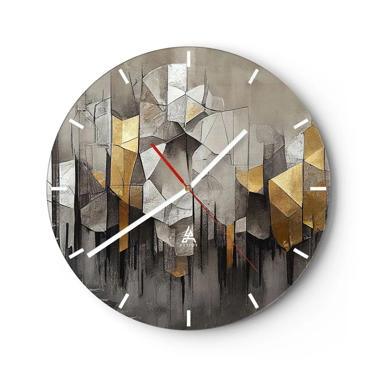 Wanduhr - Glasuhr - Komposition aus Eis und Licht - 40x40 cm