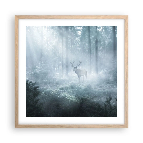 Poster in einem Rahmen aus heller Eiche - Morgenvisite auf dem Grundstück - 50x50 cm