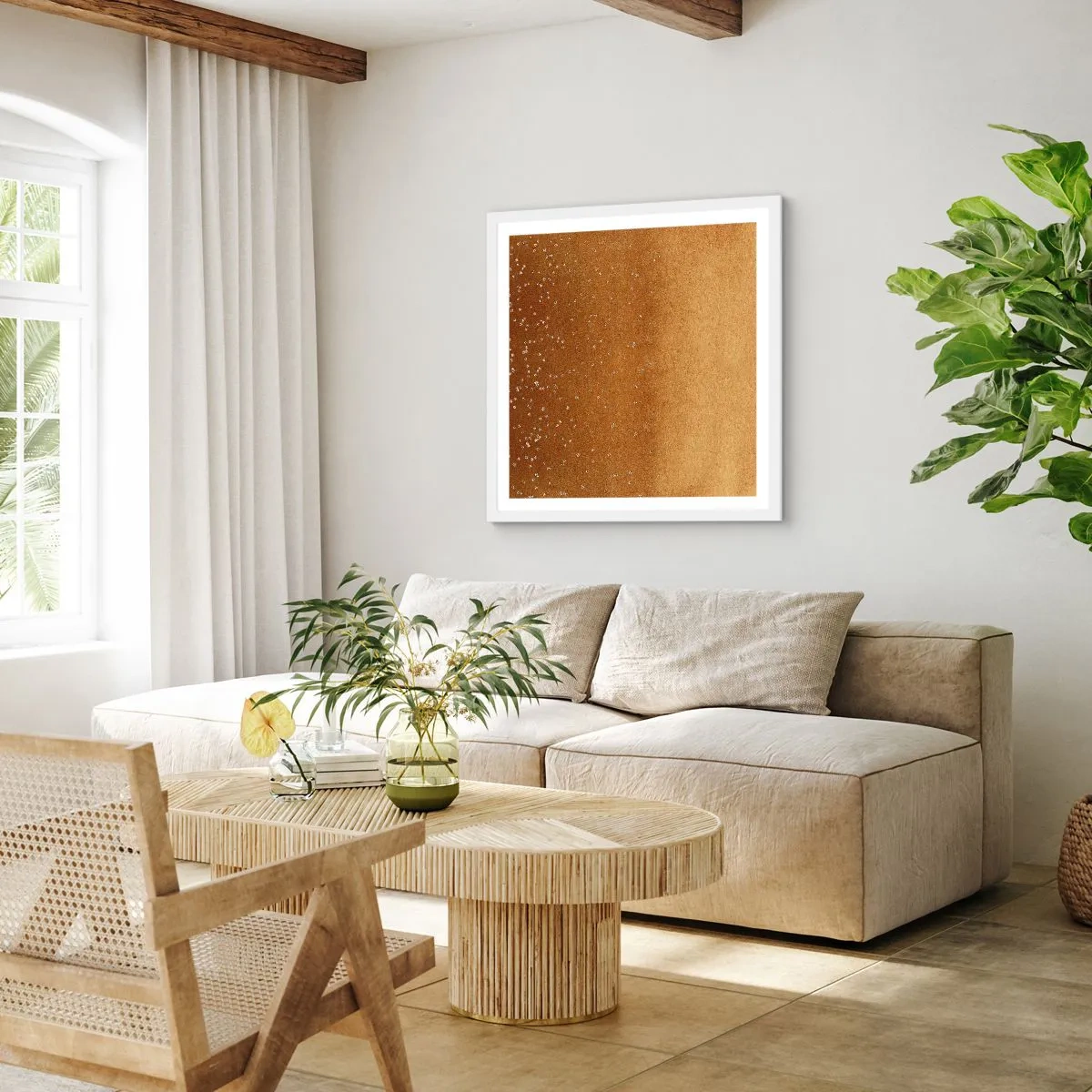 Poster in einem weißen Rahmen - Die Geburt des Lichts - 40x40 cm