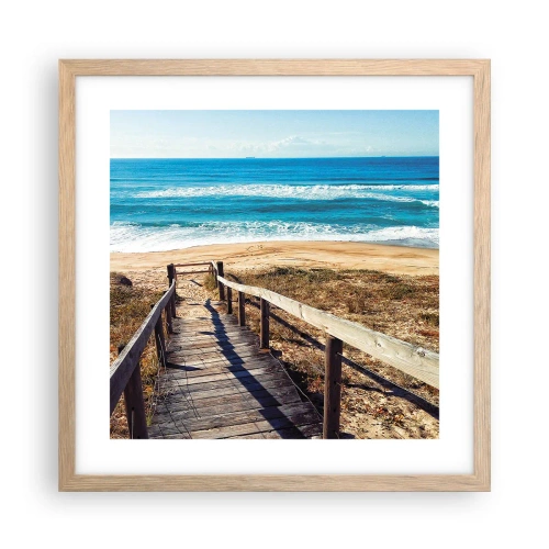 Poster in einem Rahmen aus heller Eiche - Lauf! - 40x40 cm