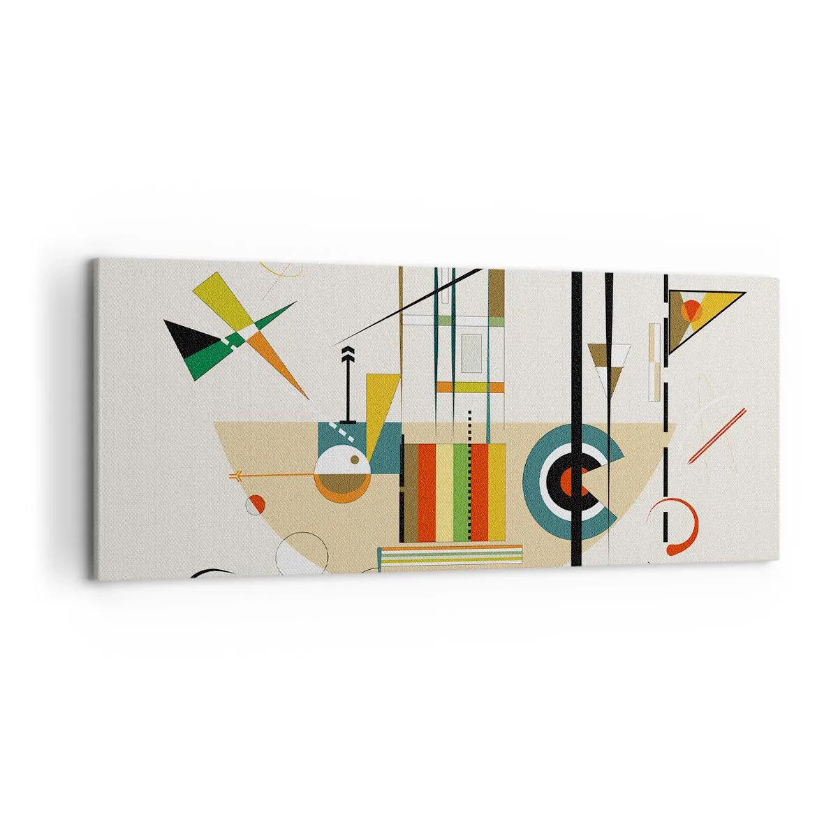 Bild auf Leinwand - Leinwandbild - Bunte Abstraktion mit geometrischen Formen - 120x50cm - Und die Welt lacht - Moderne Wanddekoration für Wohnzimmer und Schlafzimmer ARTTOR