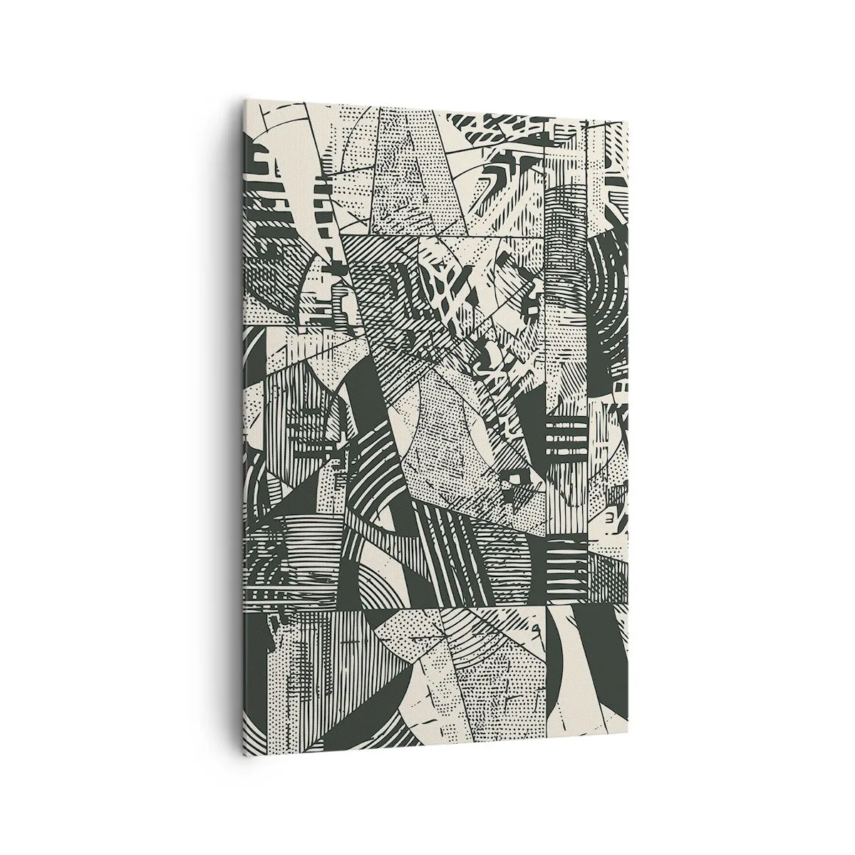 Bild auf Leinwand - Leinwandbild - Geometrische abstrakte Muster in Grüntönen auf hellem Hintergrund - 80x120cm - Die Dynamik der Gegenwart - Moderne Wanddekoration für Wohnzimmer und Schlafzimmer ARTTOR