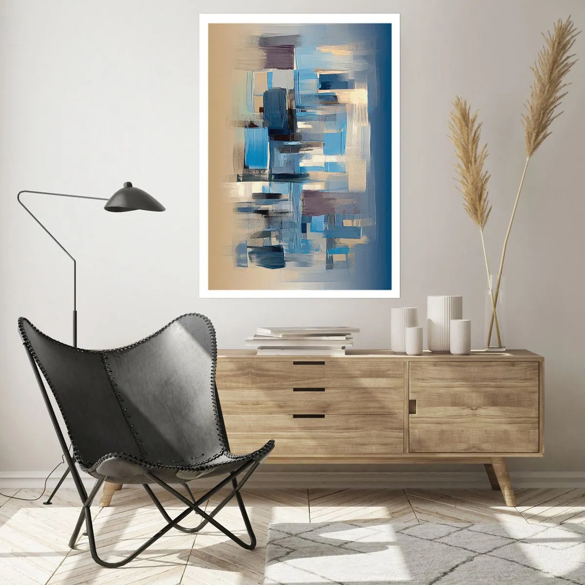 Poster - Blaue Konstruktion - 61x91 cm
