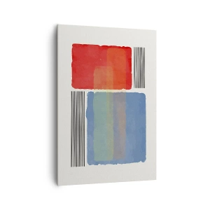 Bild auf Leinwand - Leinwandbild - Geometrische Komposition mit farbigen Blöcken und Linien - 70x100cm - Der Geist und der Buchstabe der Geometrie - Moderne Wanddekoration für Wohnzimmer und Schlafzimmer ARTTOR