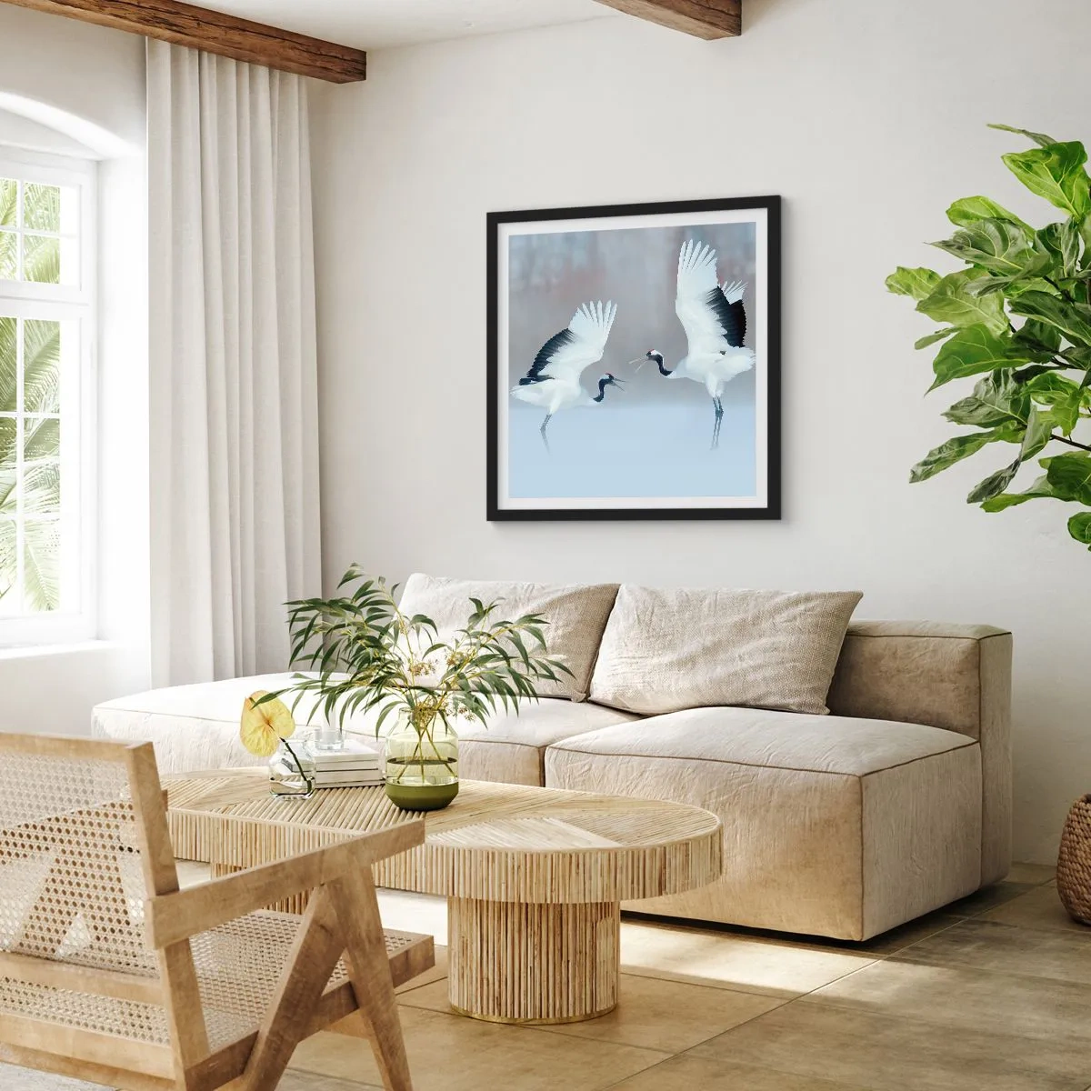 Poster in einem schwarzem Rahmen - Tanz im Nebel - 60x60 cm