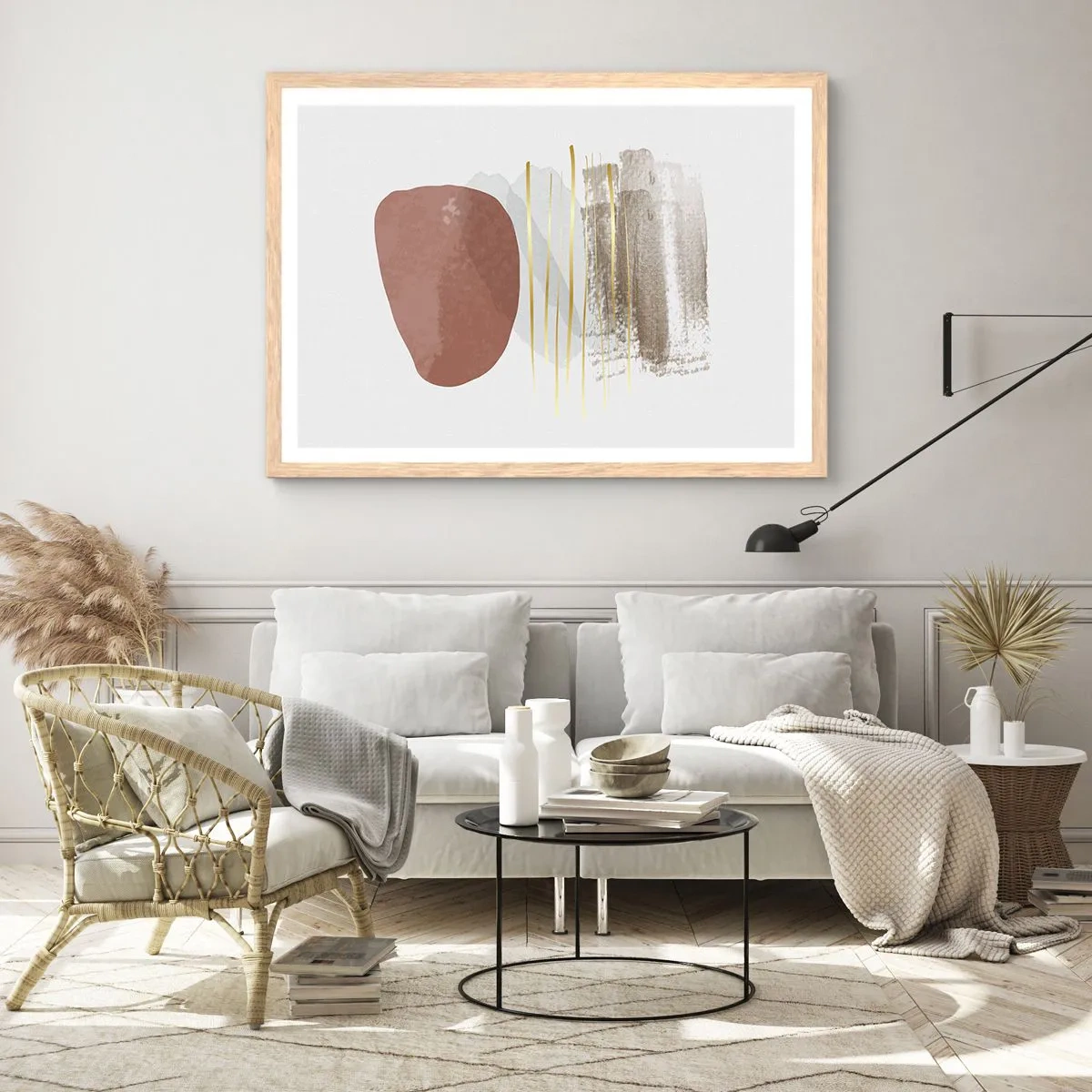 Poster in einem Rahmen aus heller Eiche - Abstrakte Kolonnade - 100x70 cm