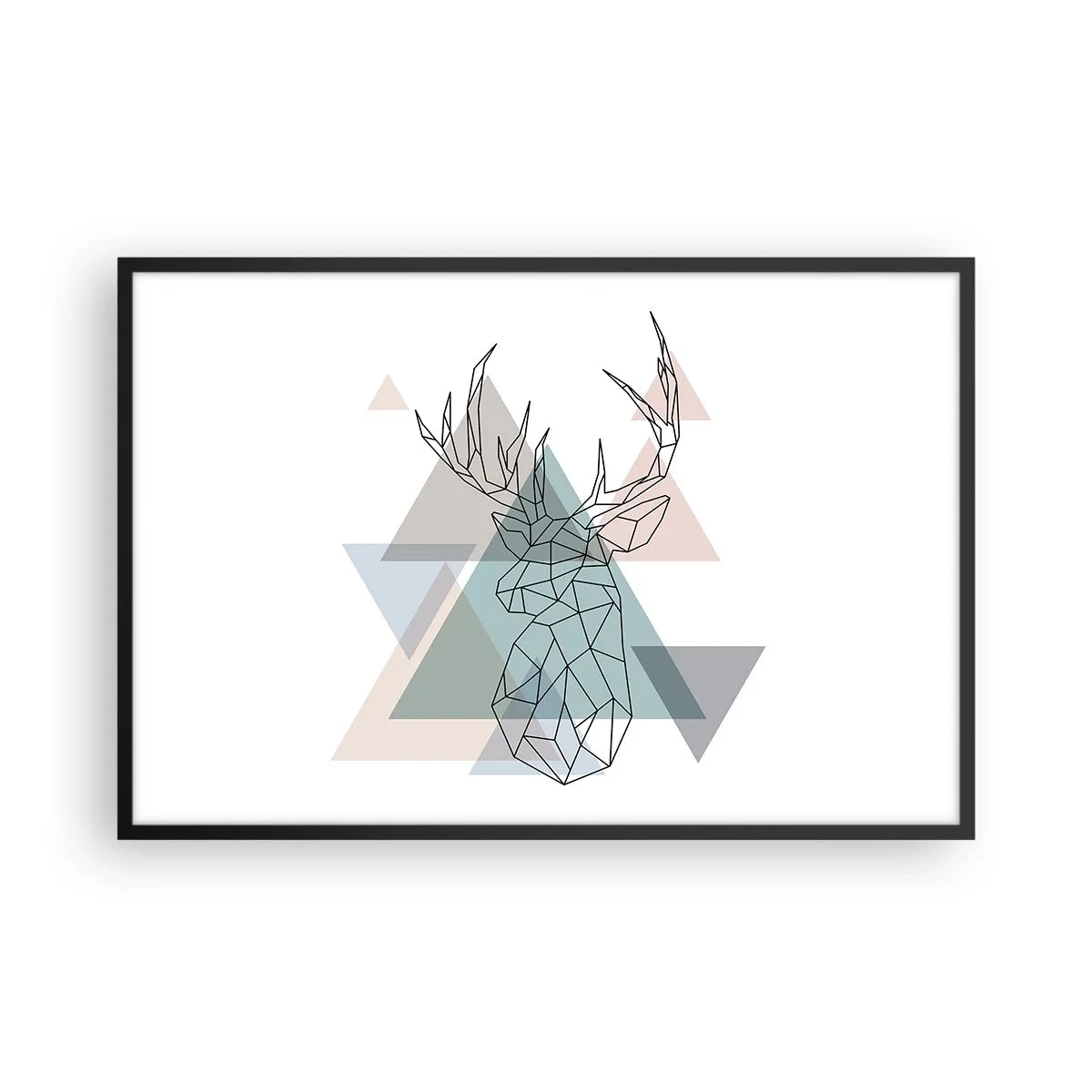 Poster in einem schwarzem Rahmen - In einem geometrischen Wald - 91x61 cm