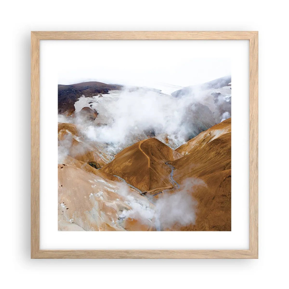 Poster in einem Rahmen aus heller Eiche - Islands rohe Schönheit - 40x40 cm