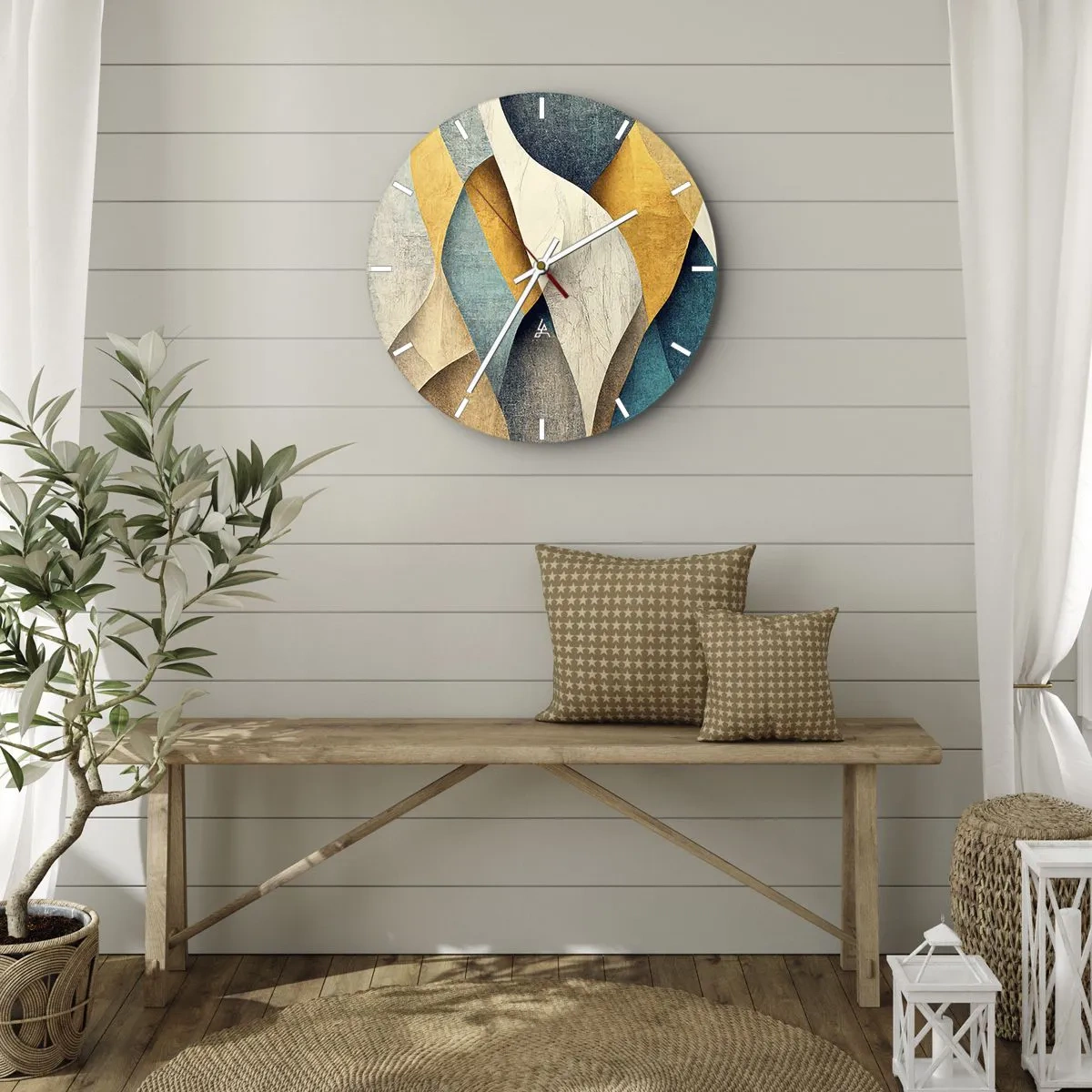 Wanduhr - Glasuhr - Rhythmus und Welle - 40x40 cm