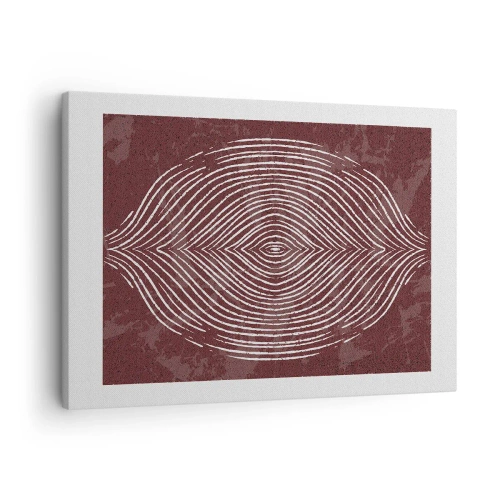 Bild auf Leinwand - Leinwandbild - Symmetrische Wellen in weißen Linien auf braunem Hintergrund - 70x50cm - Der Raum spricht - Moderne Wanddekoration für Wohnzimmer und Schlafzimmer ARTTOR