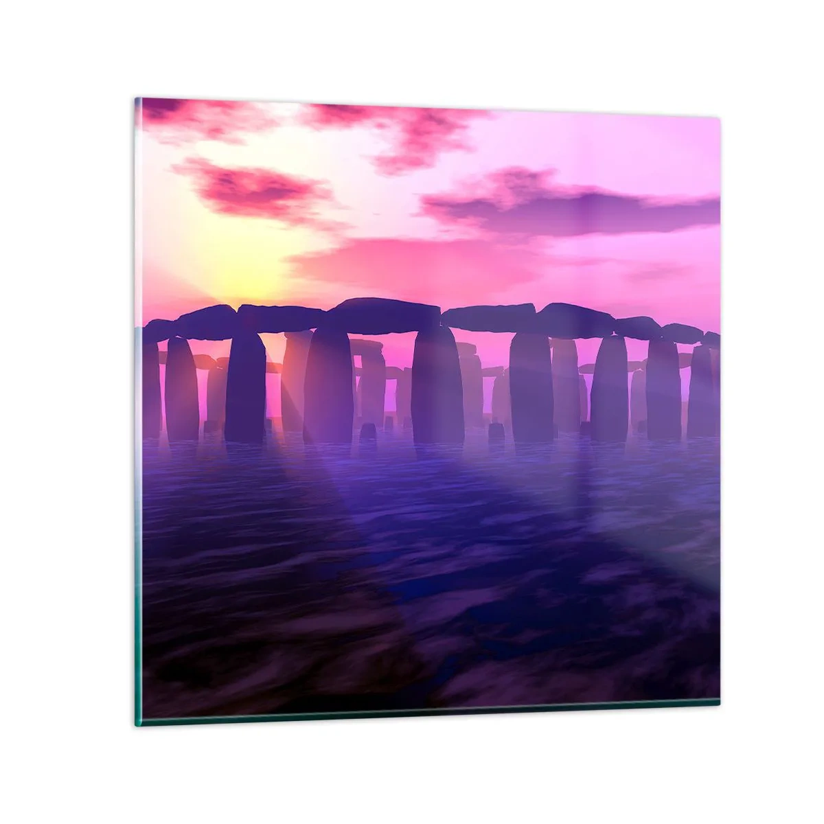 Glasbild - Bild auf glas - Geheimnis im Morgengrauen im Nebel - 70x70 cm