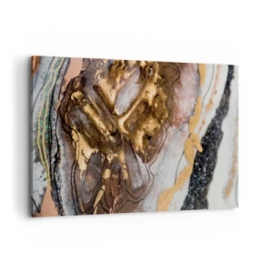 Bild auf Leinwand - Leinwandbild - Abstrakte Komposition mit Elementen aus Gold und Kristallen - 120x80cm - Das Element der Erde - Moderne Wanddekoration für Wohnzimmer und Schlafzimmer ARTTOR