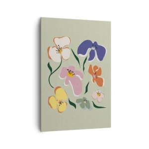 Bild auf Leinwand - Leinwandbild - Mit Stiefmütterchen vertraut - 70x100 cm