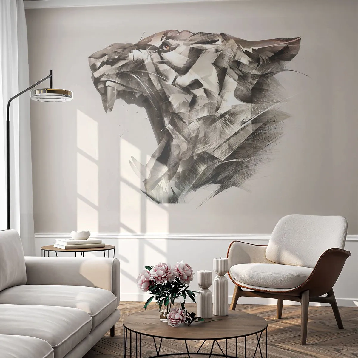 Maßgeschneiderte Fototapete Premium Canvas - Du weißt schon wer das Sagen hat - Abstraktion, Tiger, Tiere