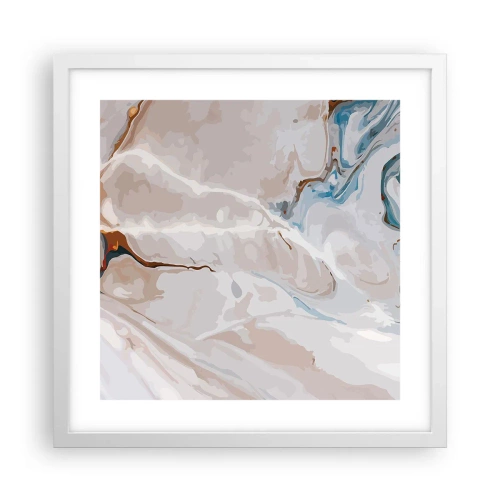 Poster in einem weißen Rahmen - Blau schlängelt sich unter dem Weiß - 40x40 cm