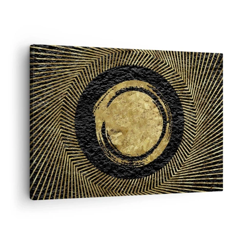 Bild auf Leinwand - Leinwandbild - Geometrische Komposition in Schwarz und Gold mit Strahlen - 70x50cm - Glamour-Komposition - Moderne Wanddekoration für Wohnzimmer und Schlafzimmer ARTTOR