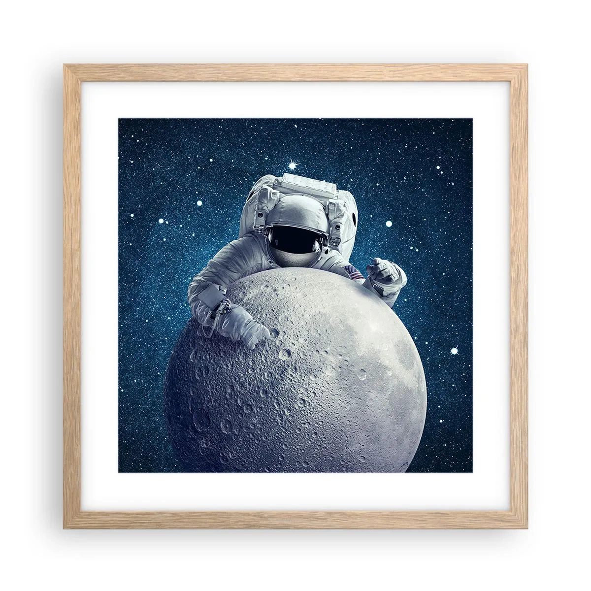 Poster in einem Rahmen aus heller Eiche - Weltraumjoker - 40x40 cm