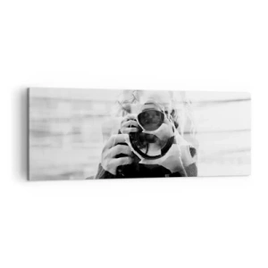 Bild auf Leinwand - Leinwandbild - Schwarz-Weiß-Doppelbelichtungsporträt eines Fotografen - 140x50cm - Schöpfer und Material - Moderne Wanddekoration für Wohnzimmer und Schlafzimmer ARTTOR