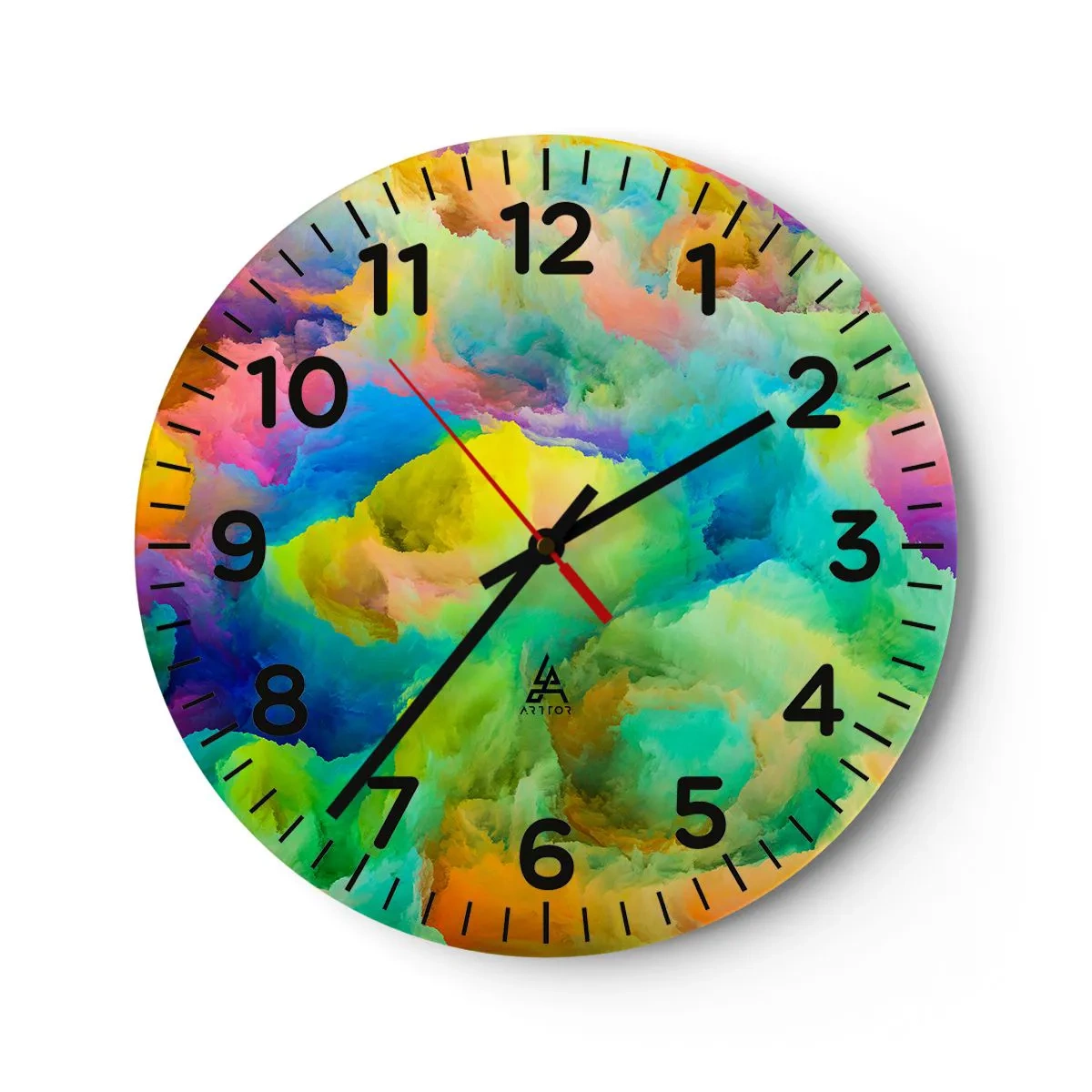 Wanduhr - Glasuhr - Regenbogen unten - 30x30 cm