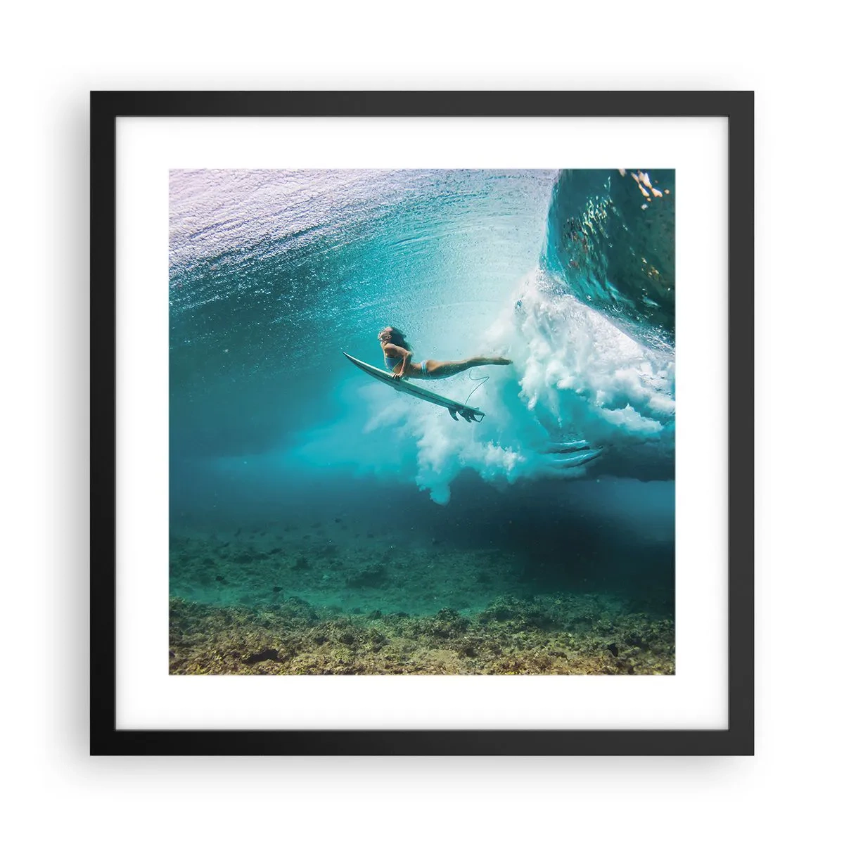 Poster in einem schwarzem Rahmen - Unterwasserwelt - 40x40 cm