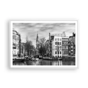 Poster in einem weißen Rahmen - Amsterdamer Atmosphäre - 100x70 cm