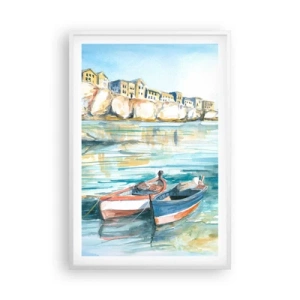 Poster in einem weißen Rahmen - Landschaft in Azurblau - 61x91 cm