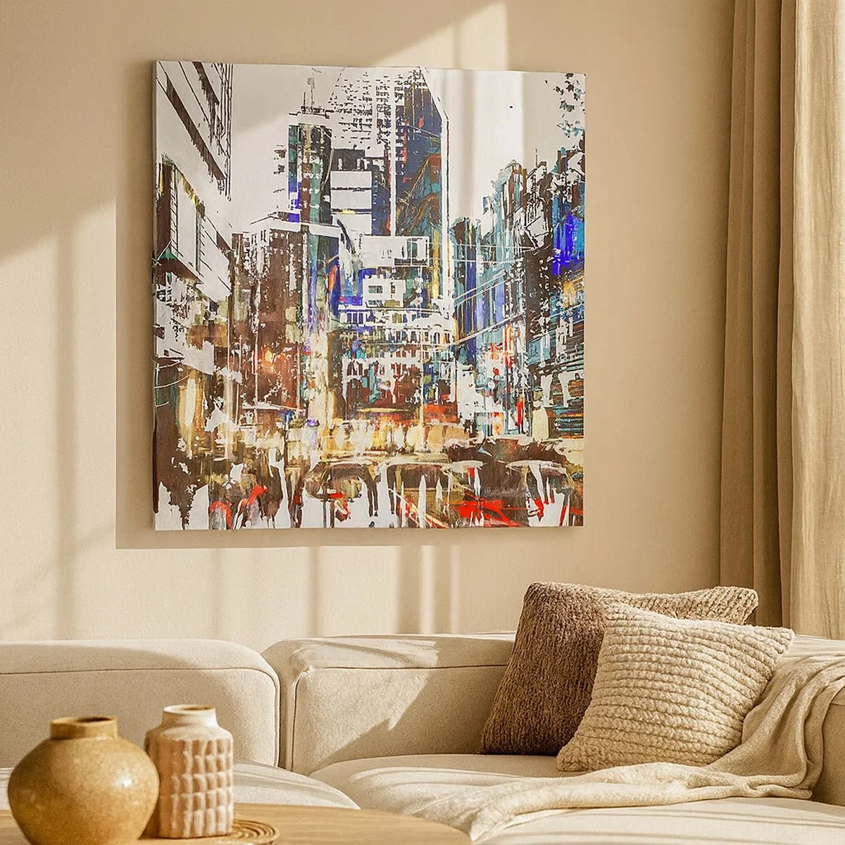 Bild auf Leinwand - Leinwandbild - Eine schillernde Stadt - 30x30 cm