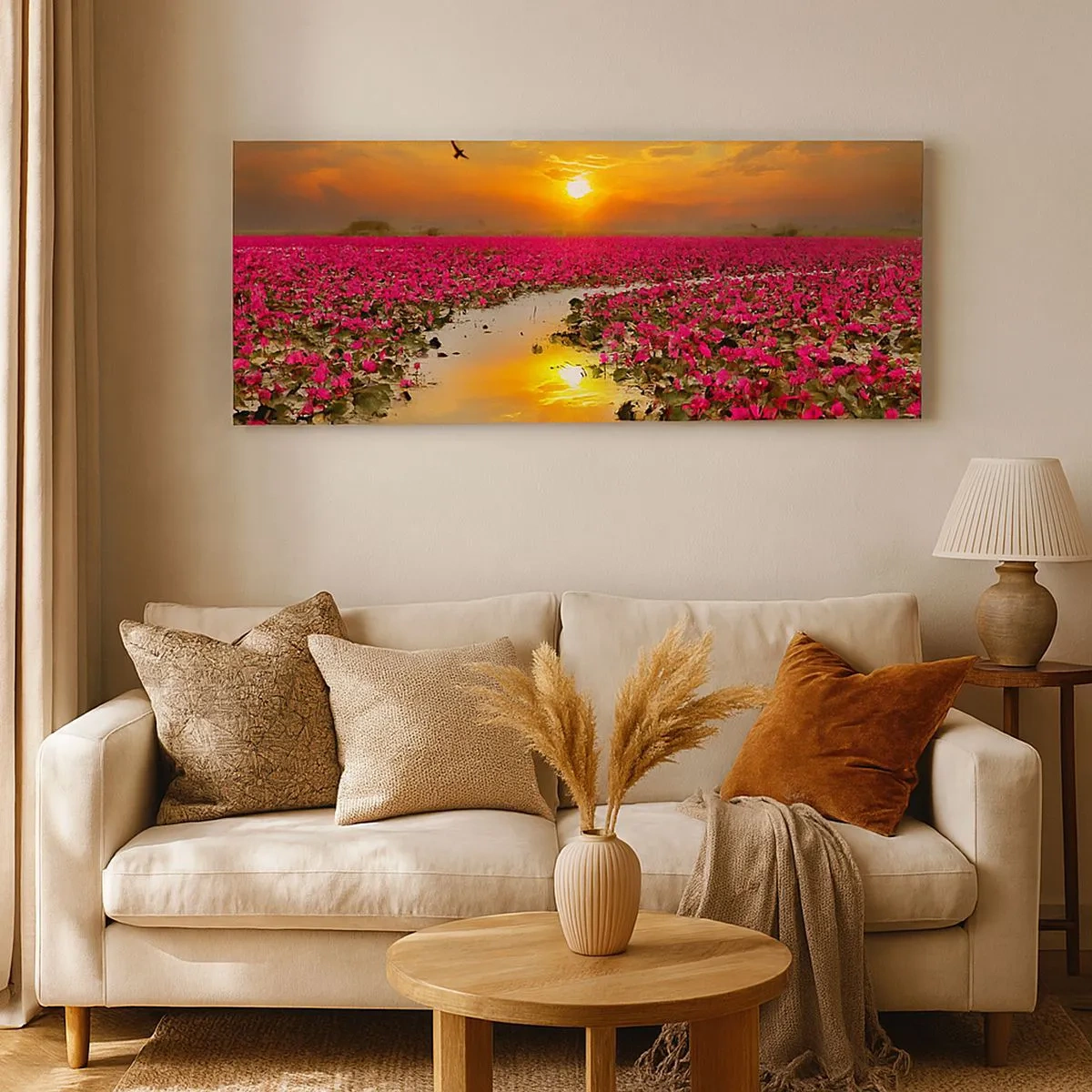 Bild auf Leinwand - Leinwandbild - Das geheime Leben des Sees - 100x40 cm