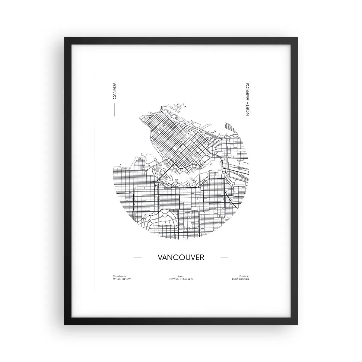 Poster in einem schwarzem Rahmen - Anatomie von Vacouver - 40x50 cm