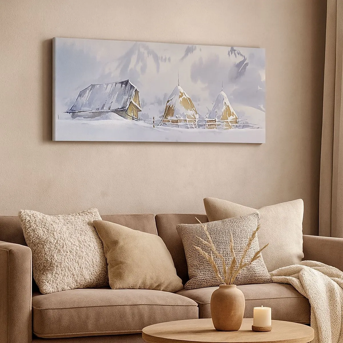 Bild auf Leinwand - Leinwandbild - In einem verschneiten Talkessel - 100x40 cm