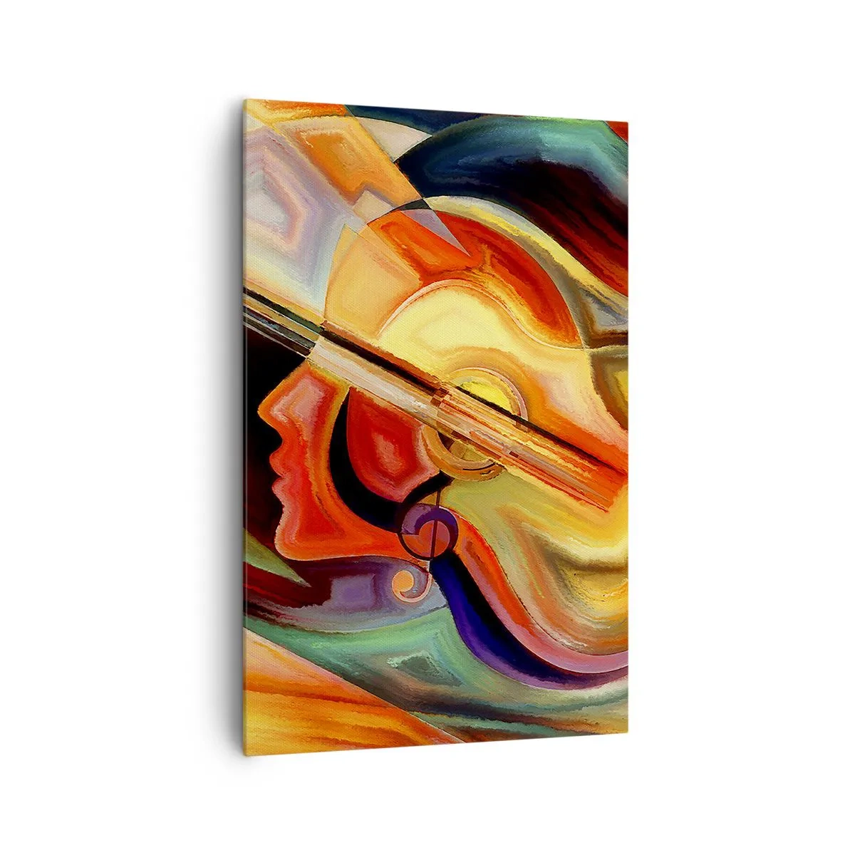 Bild auf Leinwand - Leinwandbild - Bunte Abstraktion, inspiriert von Musik und Gitarre - 80x120cm - Alles ist gut - Moderne Wanddekoration für Wohnzimmer und Schlafzimmer ARTTOR