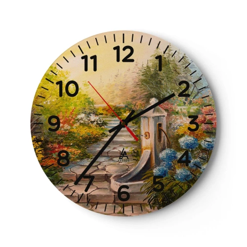 Wanduhr - Glasuhr - In voller Blüte - 30x30 cm