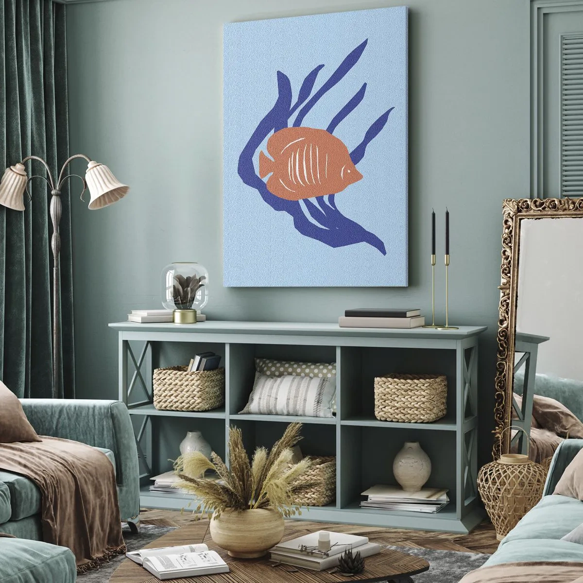 Bild auf Leinwand - Leinwandbild - Bewohnerin von Korallengewässern - 65x120 cm