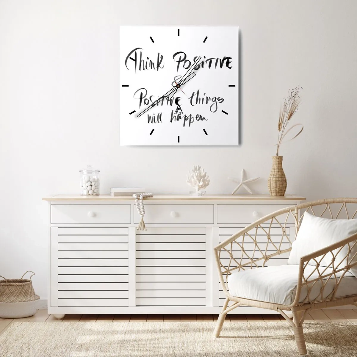 Wanduhr - Glasuhr - Inspirierender Schriftzug in Schwarz auf weißem Hintergrund - 30x30cm - Wie soll man leben? - Moderne Wanddekoration für Wohnzimmer und Schlafzimmer ARTTOR