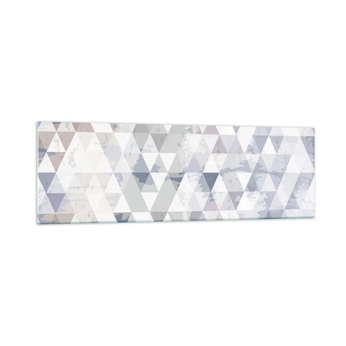 Glasbild - Bild auf glas - Geometrisches Dreiecksmuster in Pastelltönen - 160x50cm - Im Rhythmus auf drei - Moderne Wanddekoration für Wohnzimmer und Schlafzimmer ARTTOR