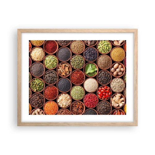 Poster in einem Rahmen aus heller Eiche - Alle Aromen der Welt - 50x40 cm