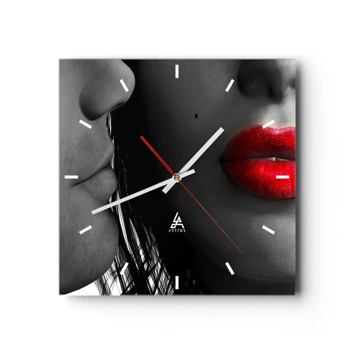 Wanduhr - Glasuhr - Gesicht am Gesicht - 40x40 cm