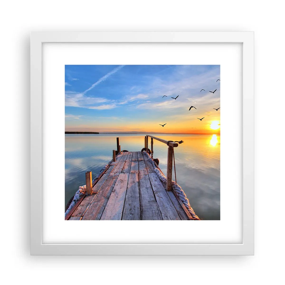 Poster in einem weißen Rahmen - Lauf direkt der Sonne entgegen - 30x30 cm