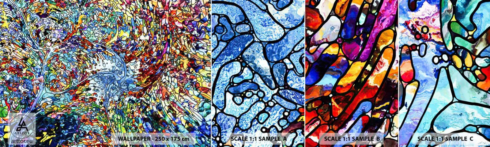 Fototapetenmuster Standard Eco - Glasmalerei Wassertropfen - Abstraktion, Stück, Grafik - 100x30 cm
