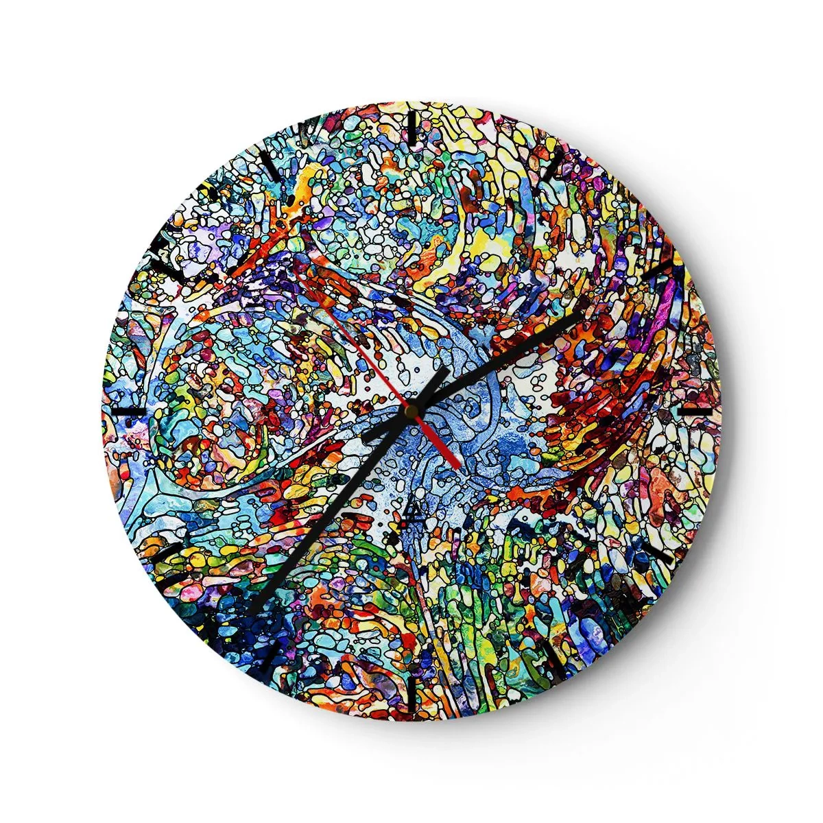 Wanduhr - Glasuhr - Glasmalerei Wassertropfen - 40x40 cm