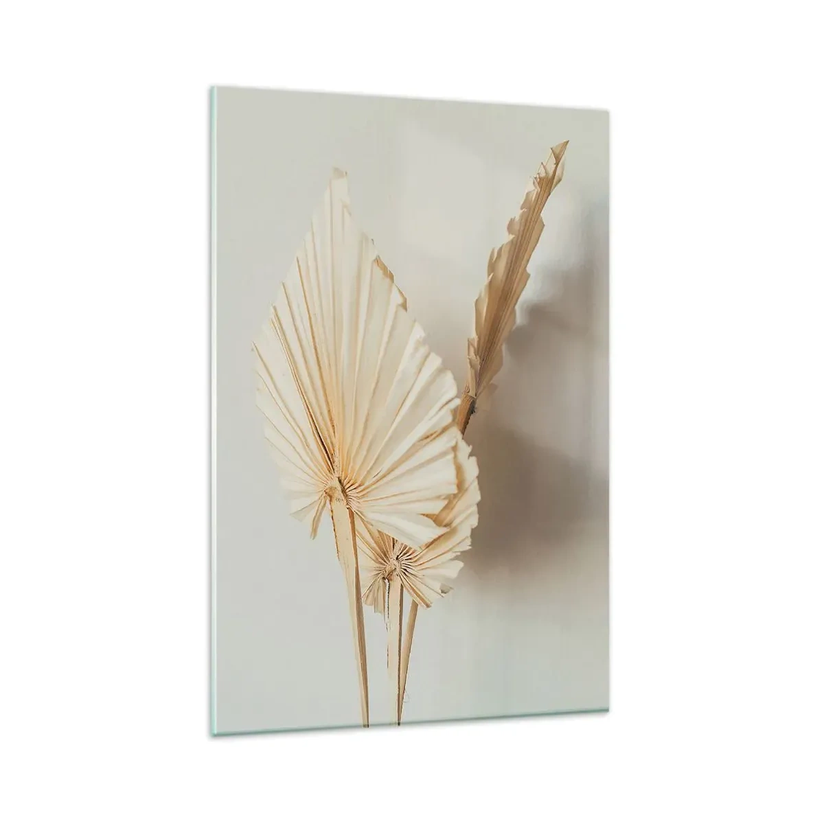 Glasbild - Bild auf glas - Getrocknete Palmblätter in minimalistischem Arrangement - 80x120cm - Wenn Sie Erleichterung brauchen - Moderne Wanddekoration für Wohnzimmer und Schlafzimmer ARTTOR