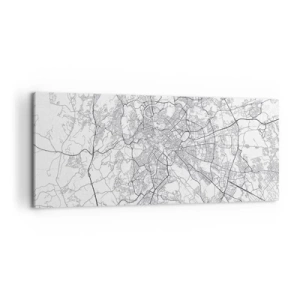 Bild auf Leinwand - Leinwandbild - Ein Stadtplan im minimalistischen Stil mit zarten Linien - 120x50cm - Römischer Kreis - Moderne Wanddekoration für Wohnzimmer und Schlafzimmer ARTTOR