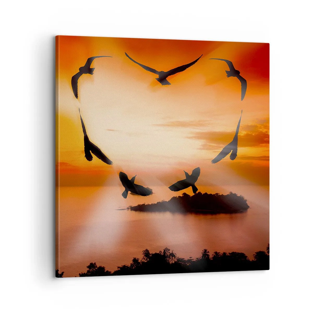 Bild auf Leinwand - Leinwandbild - Liebe die Welt wie Vögel - 60x60 cm