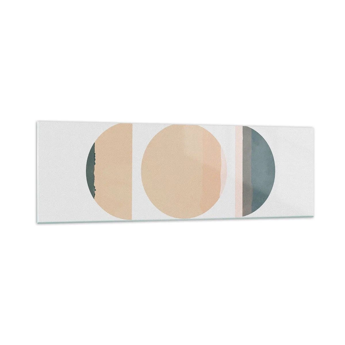 Glasbild - Bild auf glas - Abstrakte geometrische Formen in Pastellfarben - 160x50cm - Ein Rad hinter dem anderen… - Moderne Wanddekoration für Wohnzimmer und Schlafzimmer ARTTOR
