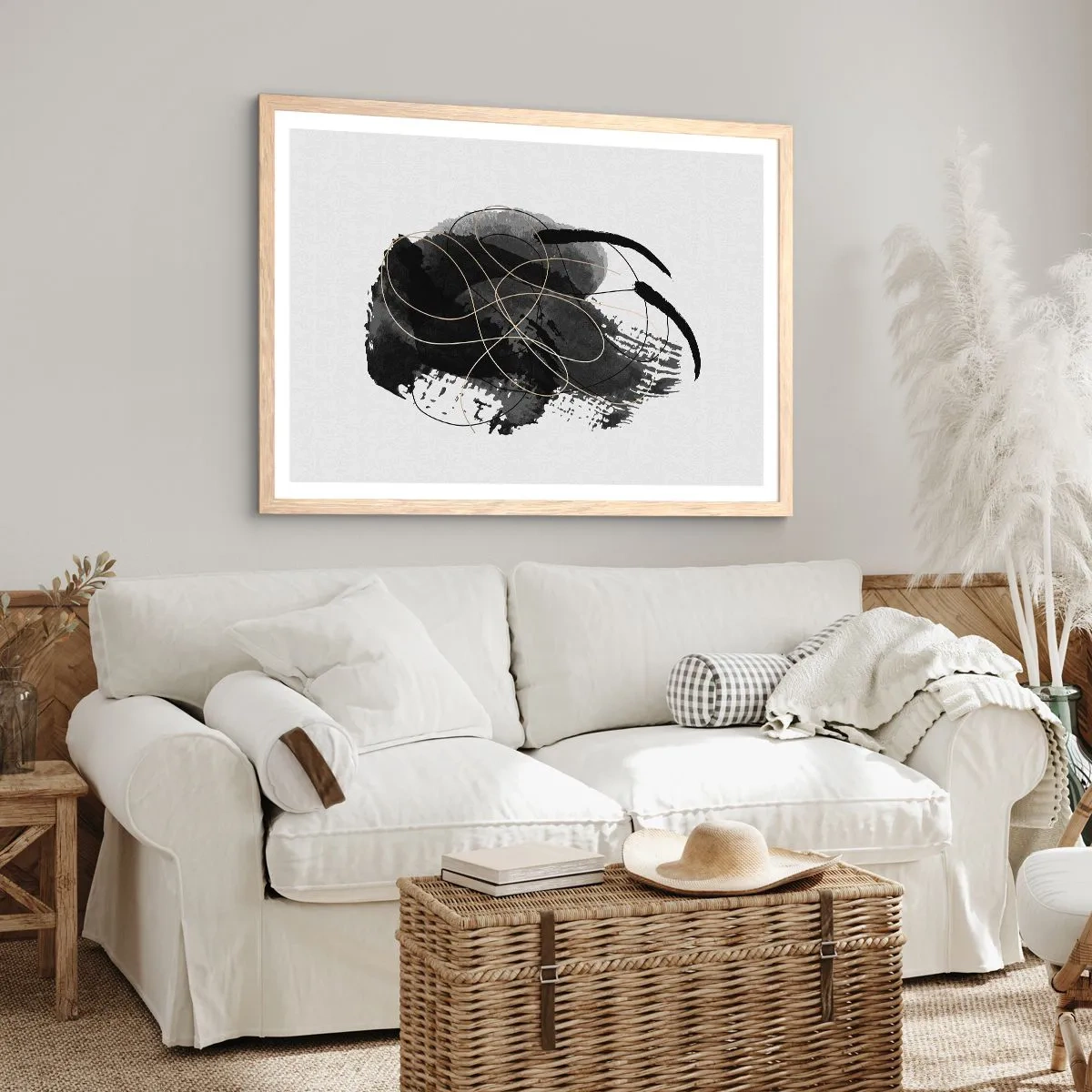 Poster in einem Rahmen aus heller Eiche - Aus Schwarz entstanden - 100x70 cm