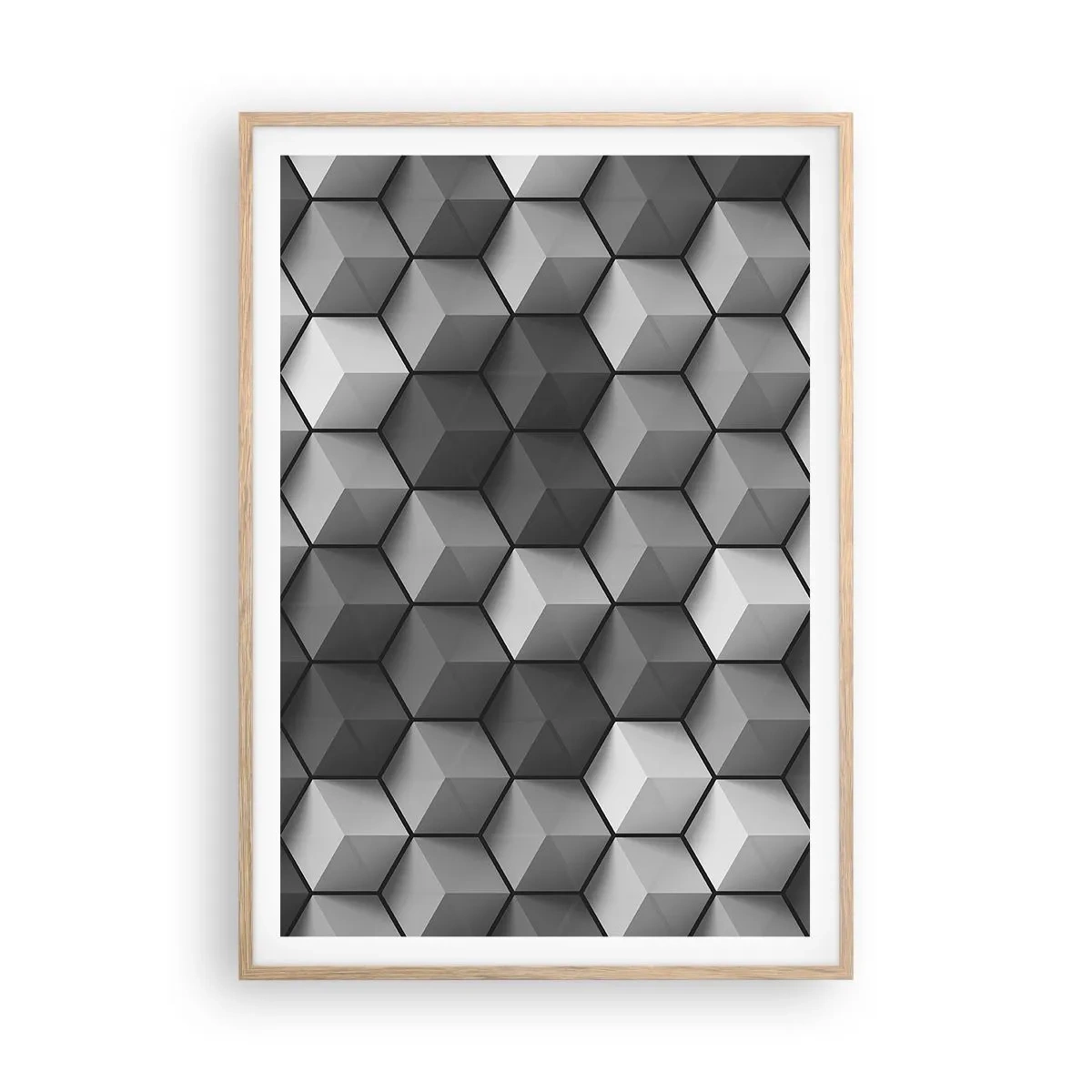 Poster in einem Rahmen aus heller Eiche - Kubistisches Puzzle - 70x100 cm