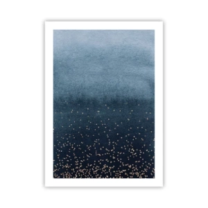 Poster - Blauer Farbverlauf mit goldenen Akzenten - 50x70cm - Komposition - blaue Phasen - Moderne Wanddekoration für Wohnzimmer und Schlafzimmer ARTTOR